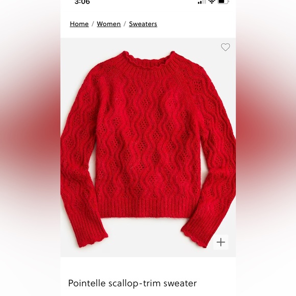 Never worn 2022 J Crew Pointelle Scallop-trim sweater - Picture 1 of 7